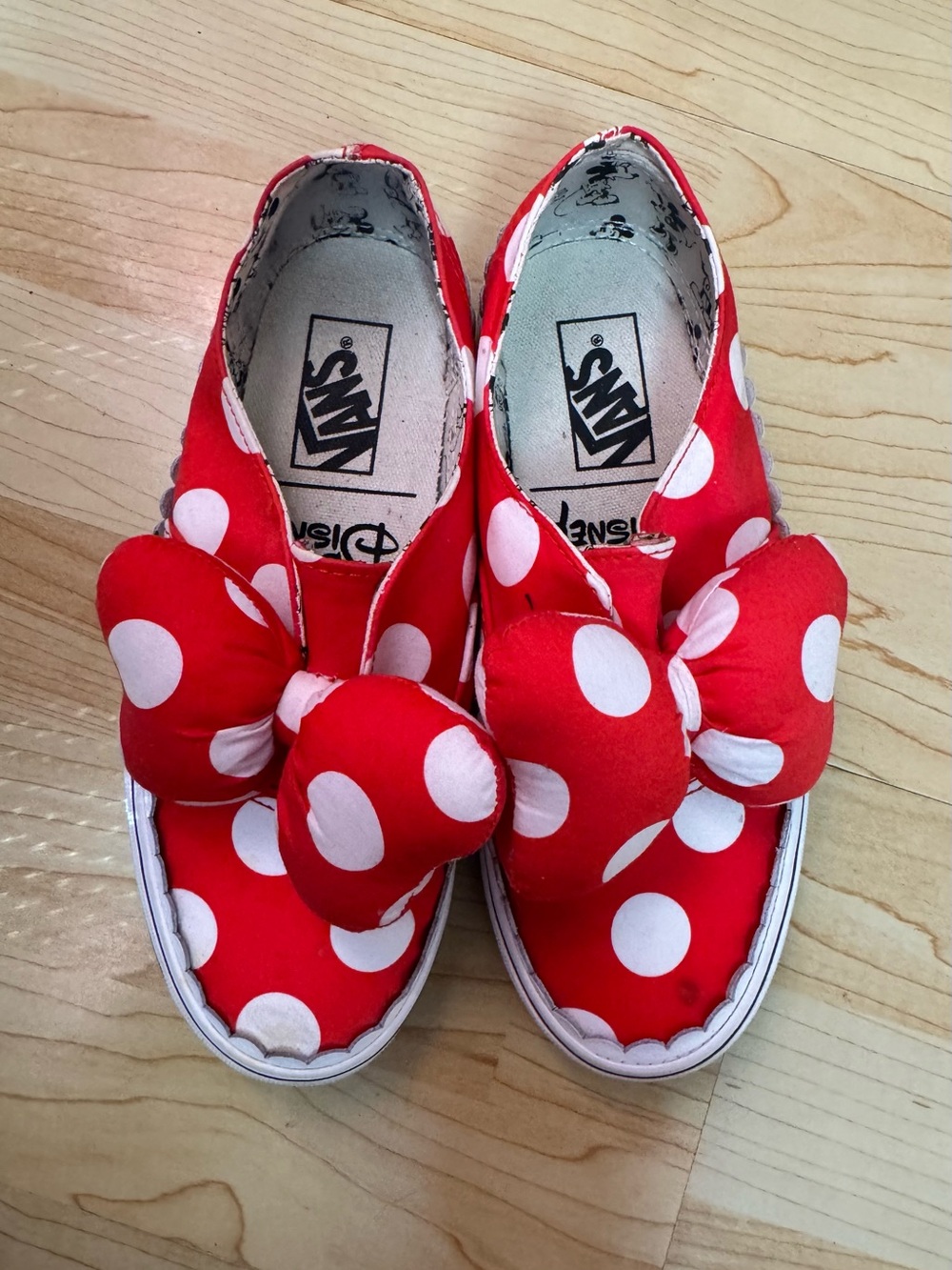 Vans Women Minnie Red Polka Dot Slip-On Sneakers